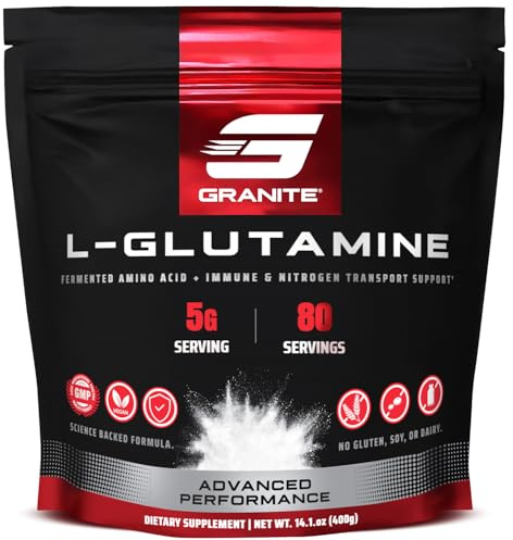 Granite L-Glutamine Powder, Supports Muscle Recovery, Gut Health, Post-Exercise, Immune & Nitrogen Transport (80 Servings)