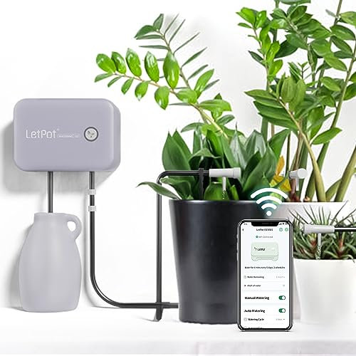 LetPot Smart Automatic Watering System– Wi-Fi & App Controlled Drip Irrigation System Kit, Self Watering System for Indoor & Outdoor Plants, Garden Watering Devices (Grey)
