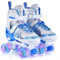 TOMSHOO Rollschuhe Kinder, Roller Skates mit 4 Größen Verstellbar, LED Rädern, Mehrere Größenoptionen, für Weihnachts und Geburtstags Geschenke, Größe S, Blau