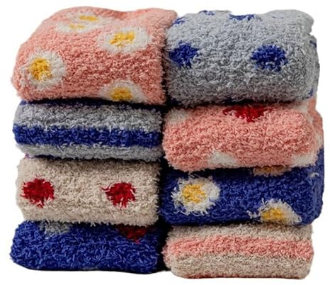 Yolhloy 5 Paires Chaussettes Moelleuses Enfants Hiver Chaussettes Polaires Animaux Chaussettes Floues Épaisses Thermiques Chaussettes Pantoufles Douces pour Filles et Garçons