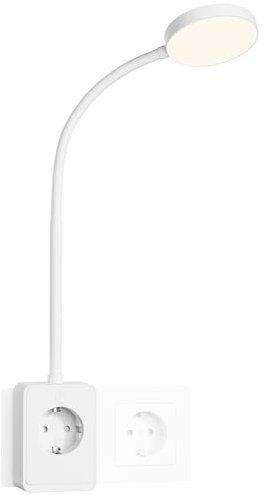 ENUOTEK LED Leselamp Weiß mit Steckdose, Dimmbarer Bett und LED Wandleselamp mit USB und Type-C, Regelbare Farbtemperatur 3000K-4000K-5000K, Wand Leselamp 4.5W 400Lm