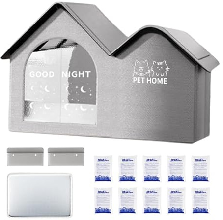Youngwier Maison Rafraîchissante pour Chat Extérieur - Caverne Rafraîchissante pour Chats avec Pack de Glace - Abri Isolant pour Chiots Et Petits Chiens
