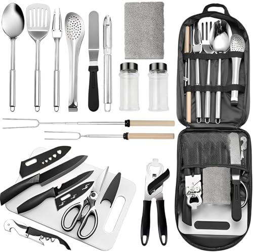 Portable Camping Kitchen Utensil Set, 18PCS Essentials Cooking Utensils Set