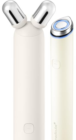 medicube Mini Booster Pro Plus Face Roller Device Set - Face & Body, Beige | 2-in-1 Massage & Skincare Device - Jawline Care & Depuffing, Face & Body Massager with 3 Modes, Korean Facial Device, Beige