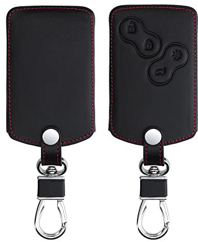 kwmobile Autoschlüssel Kunstleder Hülle kompatibel mit Renault 4-Tasten Autoschlüssel Karte (nur Keyless Go) - Schlüsselhülle in Schwarz