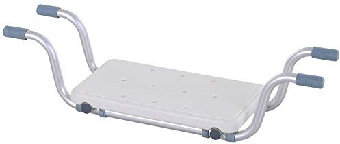 HOMCOM Siège de Baignoire - siège de Bain Suspendu réglable - Tabouret de Salle de Bain - dim. 73-83L x 22l x 18H cm - alu. HDPE Blanc