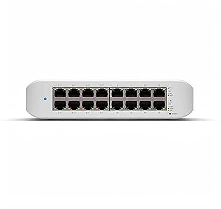 Ubiquiti - Conmutador UniFi (USW-Lite-16-PoE, 16 Puertos Gigabit Ethernet, 8 Puertos PoE+, Montaje en Pared)