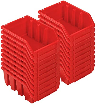PAFEN Lot de 20 boîtes empilables pour mur d'outils 160 x 75 x 115 mm - Boîte de visualisation empilable - Rouge