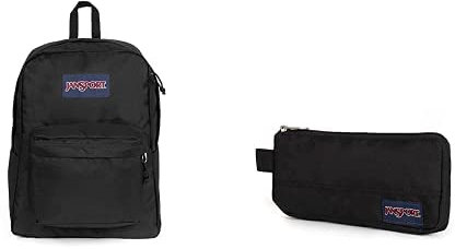 Jansport SuperBreak One Rucksack, 42.5 cm, 26 L, Schwarz (Black) +Jansport Basic Accessory Pouch, 21 cm, 0.5 L, Schwarz (Black)