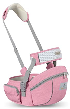 SONARIN Multifunzionale Hipseat Marsupio,Ergonomico Neonati Marsupio Supporto del Sedile Portantina Bebè Seggiolino con Cintura di Sicurezza & Tracolla per Neonato Bambino 0-24 Mesi(Rosa)