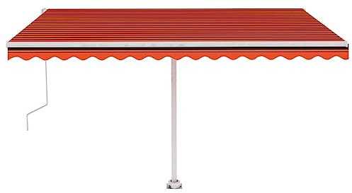 vidaXL Markise Automatisch mit LED Windsensor Sonnenmarkise Balkonmarkise Sonnenschutz Gelenkarmmarkise Standmarkise 450x350cm Orange Braun