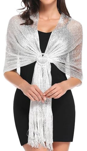 TBSCWYF Metálicos Espumoso Chales y Estolas para Bodas Nupciales Fiestas Nocturnas Vestidos Formales Dama de Honor Bufanda de Graduación con Hebilla de Chal Gratis Chales y Envolturas de Satén Sedoso