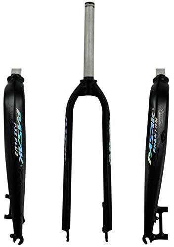 HSIRYAOHD MTB DH Federgabel 1-1/8 26/27,5/73,7 cm Aluminiumlegierung, starre Scheibenbremse, 28,6 mm gewindeloses gerades Rohr, superleicht, Mountainbike, Vordergabel (mattes Schwarz-Grün, 73,7 cm (29