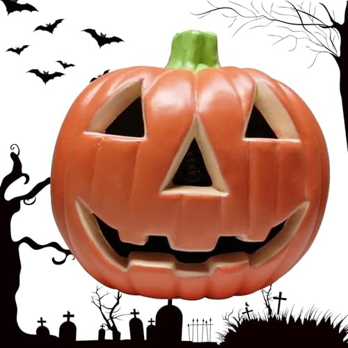 Linterna de calabaza grande | Figura decorativa brillante con adorno de calabaza LED - Decoración del hogar de Halloween para sala de estar, césped, mesa, dormitorio y patio.