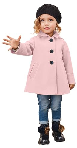 cenozo Manteaux Fille,Manteau Hiver Fille avec Poches,Revers de Type Veste,Boutonnage Simple,Manches Longues,Veste de Transition Printemps-Automne pour Filles de 2 à 8 ans