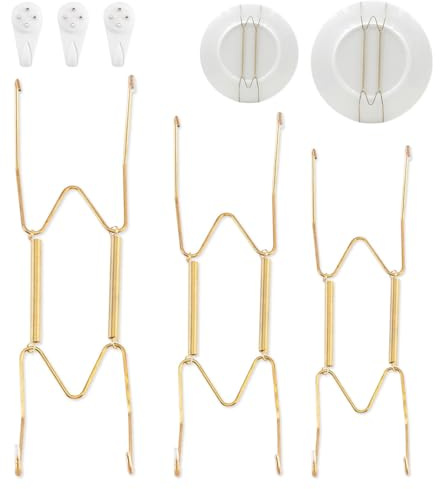 AEKZOX 3 pièces Crochets Muraux Invisibles, Assiettes et Décorations, Accroche Murale, Attache Cadre, Ongles non marquants, Supports en Acier Inoxydable avec Manchons de Protection (3 tailles)