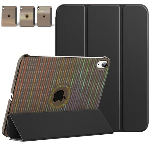 MoKo PrisVibe Case for iPad (A16) 11th Generation 11 Inch 2025,iPad 10th Generation 10.9 Inch 2022,Slim Stand Hard PC Translucent Back Shell Smart Cover,Support Touch ID, Iridescent Black