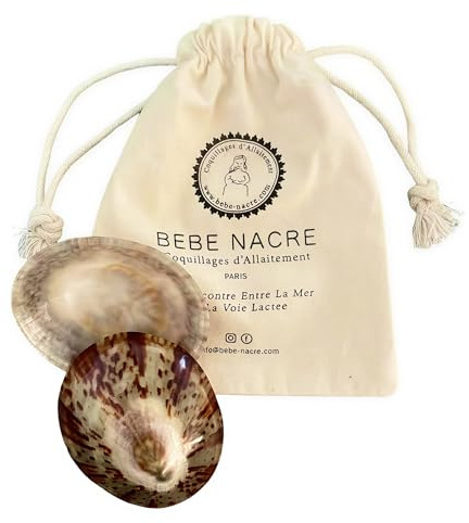 Bébé Nacre Coquillages Allaitement 100% Naturels, Atelier Français Artisanal, Protection Cicatrisation mamelons, Apaise Soulage les crevasses, Coupelles Écologique et Réutilisable, Nacre, (Medium)