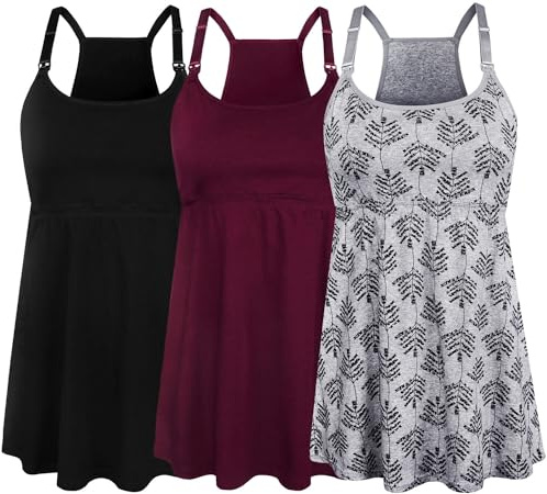 SUIEK Women's Nursing Tank Top Cami Maternity Bra Breastfeeding Shirts (Medium)