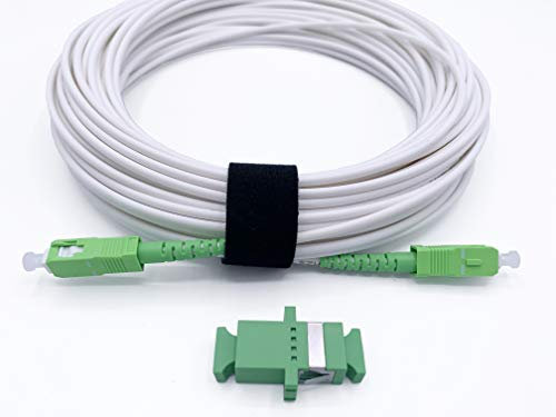 Elfcam® - Cavo Fibra Ottica SC/APC per SC/APC Simplex Monomodale, Fornito con L' adattatore per Allungare cavo fibra, Compatibile con FTTH Fibra, Bianco (5M)