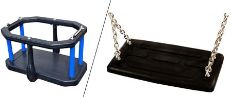 Spilli Outdoor World Sedile Altalena con Gabbia, Un Seggiolino di Gomma 2-in-1 Senza Catene Uso Commerciale