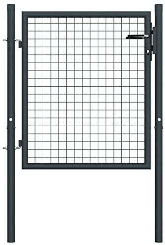 Puerta de jardín, malla de acero galvanizado 100x75 cm gris para vallas