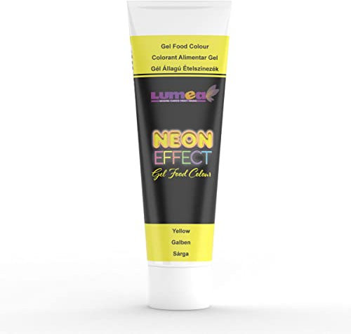 Lebensmittelfarbe mit NEON Effekt, Gel, 30g Tube für Fondant, Marzipan, etc. Backzubehör Tortendekoration (gelb)