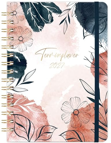 Calendario 2025-2026 – Agenda de agosto 2025 a julio 2026, A5 con bolsillo interior, cierre elástico, 21,3 x 14,7 cm