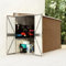 Hovothy Gerätehaus 118x288x178 cm Wand-Geräteschuppen Gartenschrank Wetterfest Geräteschuppen Gartenhaus Metall Fahrradunterstand Holzlager Hütte Braun