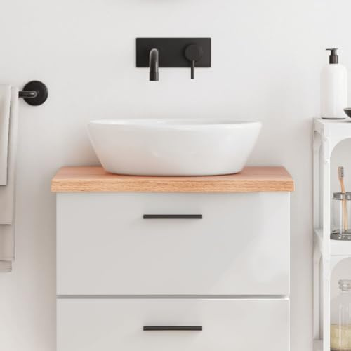 Gecheer Piano Bagno Marrone Chiaro 60x40x4 cm Legno Massello Trattato,Mensola Piano per Lavabo da Bagno,Piano d'appoggio per Bagno,Piano di Tavolo per Scrivania,Ripiani per Scaffale,Ripiani da Banco