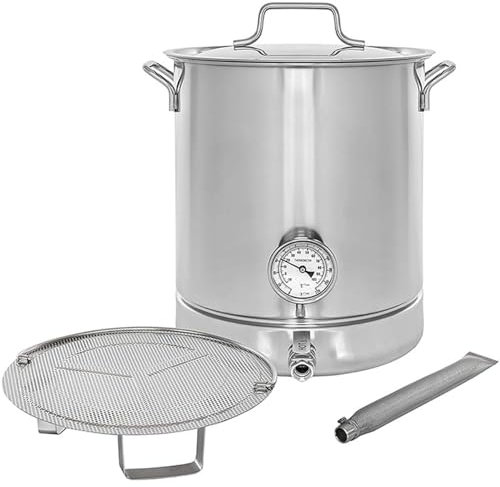 30-60L Heimgebrauchskessel, 304 Edelstahl Brühtopf, Vorratstopf Mit Ventil, Doppelte Filtrierung, Thermometer Und Filter Zum Brühen Kochen Und Kochen,30L