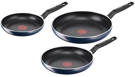 Lagostina Mirtillo, Set di 3 Padelle 20, 24 e 28 cm con rivestimento in Titanio Antiaderente per Tutti i Piani Cottura, Tecnologia Thermo-Signal, Cottura Uniforme, Senza PFOA, Piombo e Cadmio