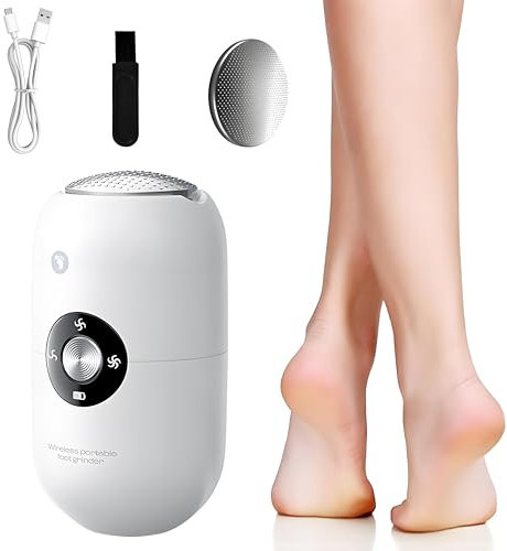 Electric Foot File Hard Skin Remover, Foot Callus Remover for Hard Skin Dead Skin Cracked Corn Heels Calluses, Rechargeable Professional Pedicure Tools Foot Scrubber Care Kit for Smoother Feet