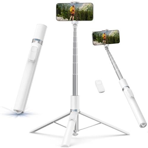 TELESIN 180CM Automatisches Selfie Stick Handy Stativ, Handykamera Halterung mit Magnetischer Bluetooth Fernbedienung, 360° Drehbar Ständer mit Schwerkraftsensor öffnet automatisch für iPhone/Android