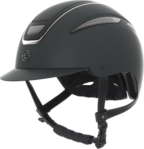 Covalliero Reithelm Elite, Damen Reithelm, Optimale Belüftung, Kunstlederriemen, Herausnehmbares Innenfutter, ABS Hartschale, schwarz, M/56-58cm