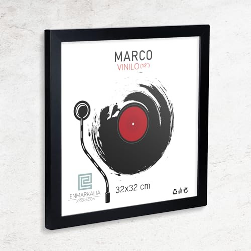 ENMARKALIA DECORACION Marco Vinilo para Disco 12 Pulgadas, Negro, 32x32 cm, Marcos para Portada de Álbum (Negro X1 Ud., 32 x 32 cm)