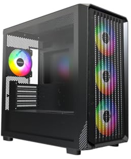 MONTECH X5M - Micro ATX Gaming PC Case, High Airflow, 4x120mm ARGB Fans Pre-Installed, Glass Side Panel, Carbon Fiber Print Accents, Black
