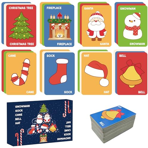 OHOME Back to School Supplies - Christmas Card Game Snowman Sock Cane Bell Hat for Family Kids Adults Teens Easter Gifts Games - Wildly Entertaining & Easy to Learn - 2-8 Players