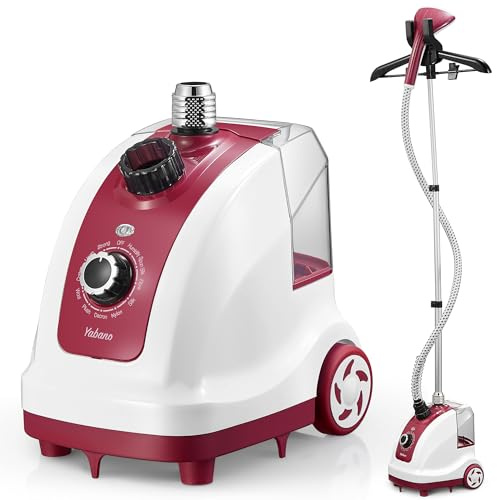 Yabano Piastra a vapore e vapore verticale, 1950 W, vapore professionale 40 g/min, 11 livelli di vapore, serbatoio dell'acqua rimovibile da 1,35 l, tempo di riscaldamento 10 s, supporto mobile
