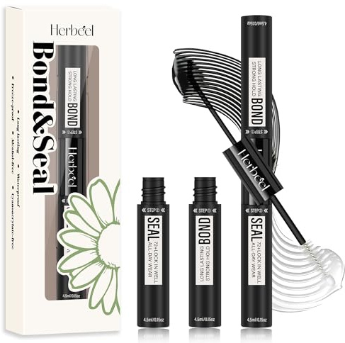 Bond and Seal Lash Glue - 72h Long-Lasting Individual Cluster Lash Glue with Tweezers, Waterproof & Latex-Free Adhesive for Beginners and Sensitive Eyes Herbeel