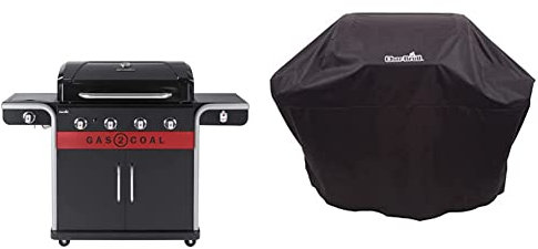 Char-Broil Gas2Coal 2.0 440 Barbacoa de gas - 30 mbar + funda universal para barbacoa de gas de tres o cuatro quemadores, negra.