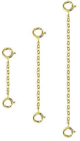ALEXCRAFT Extensión de cadena de 3 piezas de oro y plata, chapado en oro de 14 quilates, cadena de extensión, cadena de extensión para mujer y hombre, 123/246 pulgadas, 1