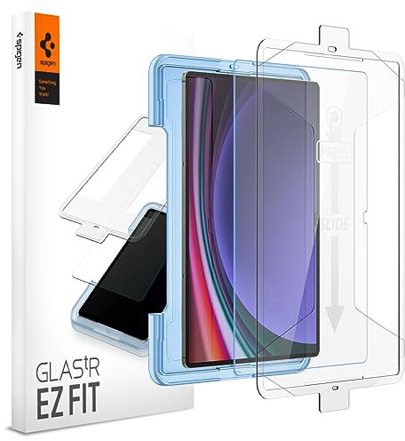 Spigen Glas.tR EZ Fit Schutzfolie kompatibel mit Samsung Galaxy Tab S10 Ultra, Galaxy Tab S9 Ultra, 14.6 Zoll, Schablone für Installation, Kristallklar, Kratzfest, 9H Härte Folie