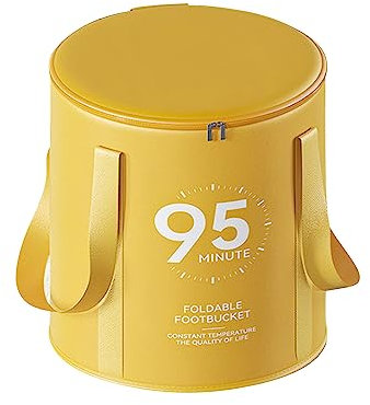 Collapsible Foot Spa, 37L Collapsible Foot Bath Foldable Foot Soak Bath Basin for Pedicure and Foot Care, Portable Foot Bath Bowl Tub Water Bucket for Travel Fishing Camping (Yellow with Lid)