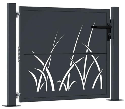 vidaXL Garden Gate Anthracite 100x100 cm Steel Grass Design