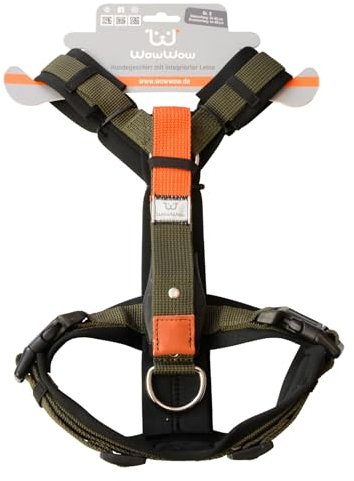 Wowwow Innovatives Hundegeschirr mit Integrierter Leine | Größenverstellbar, bis 150kg Zugkraft | Neopren Gepolstert | 60cm Leine | Für Sicheres und Komfortables Gassigehen