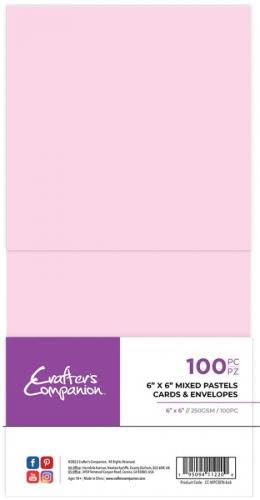 Crafter's Companion Lot de 100 pastels mixtes de 15,2 x 15,2 cm avec cartes vierges et 50 enveloppes assorties pour une variété d'occasions, 15,2 x 15,2 cm
