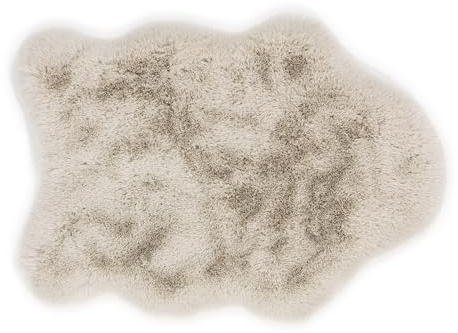 Schöner Wohnen Kollektion Hochwertiger Kunstfell Teppich flauschig - Teppich Wohnzimmer - Hochflorteppich Lammfell Schaffell - Dekofell Shape Beige 55 x 80 cm