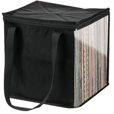 Vinyl Record Storage Bag, Vinyl Albums Storage Case, DJ Record Box LP Record Organizer, Collapsible Dustproof LP Vinyl Record Storage Bag, Holds Up 50 Vinyl Albums, To Protect Your Precious Collection