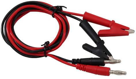 Heevhas Moulage par injection 4mm Câble fiche banane vers pince crocodile Cordon d'alimentation stabilisé Ligne de test multimètre en silicone 1M de longueur rouge + noir(2 pièces)